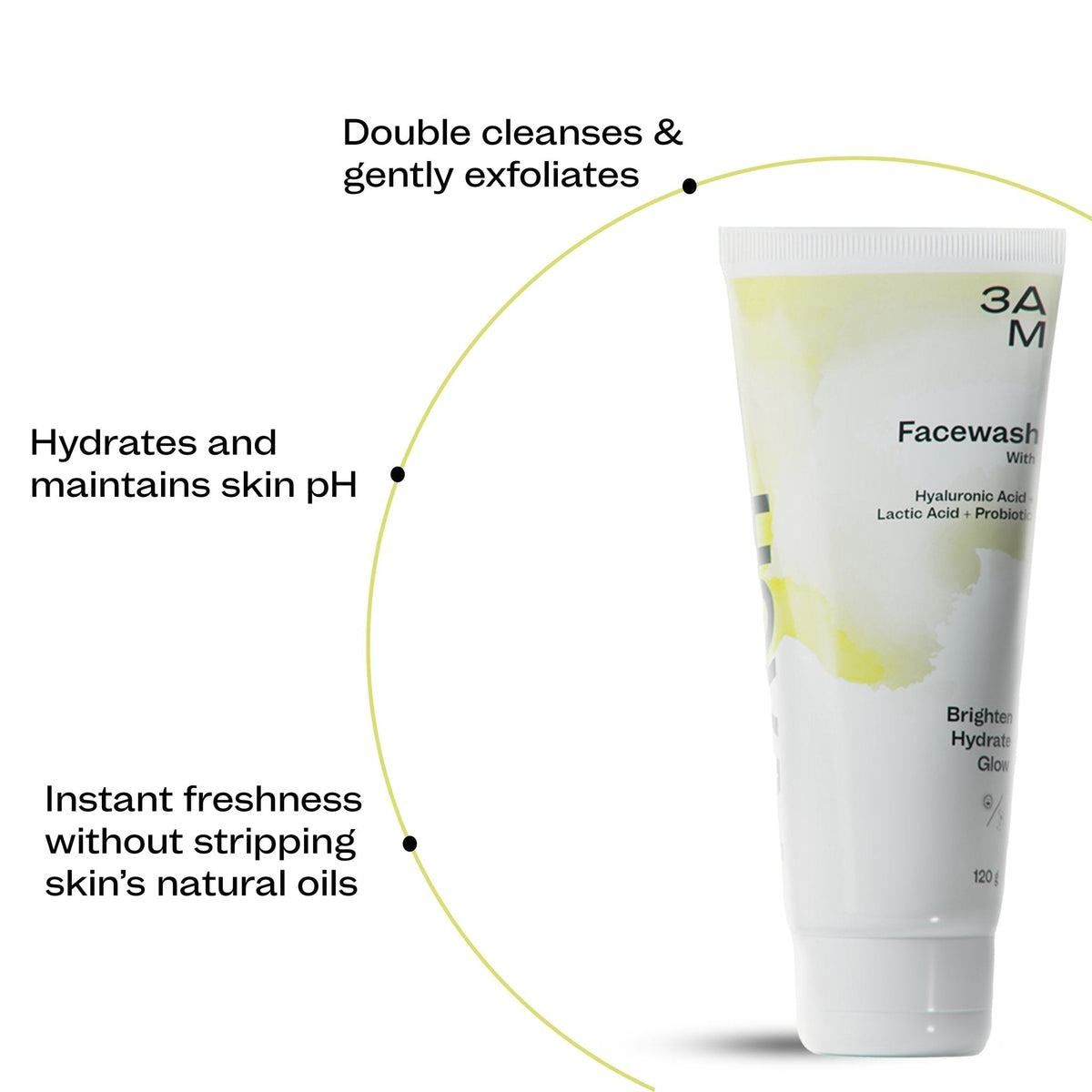 Face Wash with Hyaluronic Acid & Lactic Acid - 3AM India